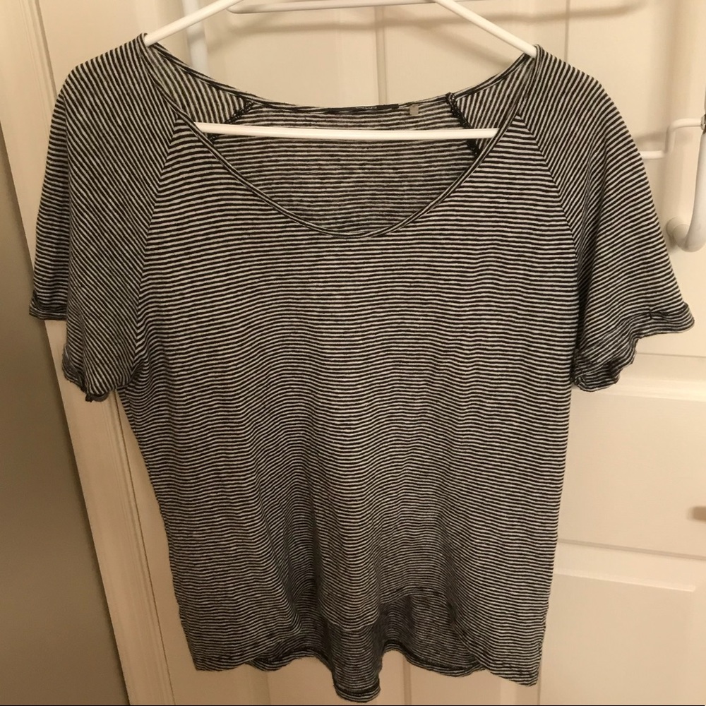 Tahari Black & White Striped Shirt
